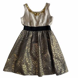 Girls Gold and Black Sleeveless Dress Size 8